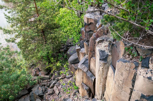 Des Piliers Basalte Dans Une Carrière Abandonnée Carrière Basalte Abandonnée — Photo