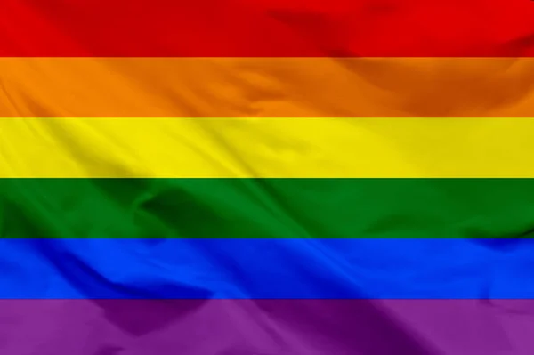 Schwingt Lgbt Flagge Lgbt Flagge Großaufnahme Die Regenbogenfahne Von Gay — Stockfoto