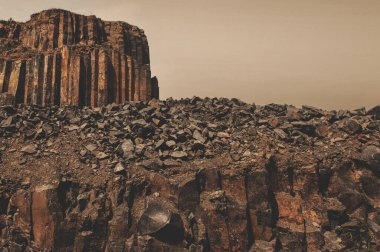 Mars gezegeninin çöl manzarasının Mars dağı. Mars manzarası. Mars 'ın yüzeyi. 