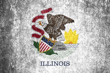 Grunge Illinois eyalet bayrağının yakın çekimi. Metal bir yüzey üzerinde kirli Illinois bayrağı.