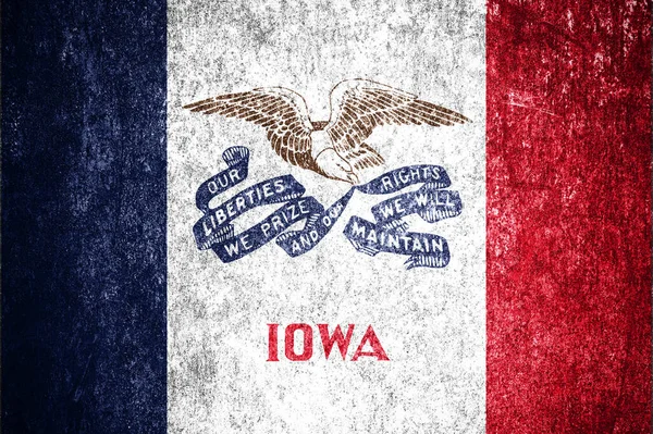 Primer Plano Bandera Del Estado Iowa Bandera Sucia Del Estado — Foto de Stock