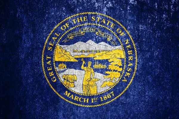 Primer Plano Bandera Del Estado Nebraska Bandera Sucia Del Estado — Foto de Stock