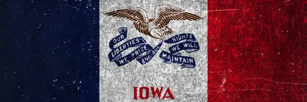 Bandera Bandera Grunge Del Estado Iowa Bandera Estatal Sucia Iowa — Foto de Stock