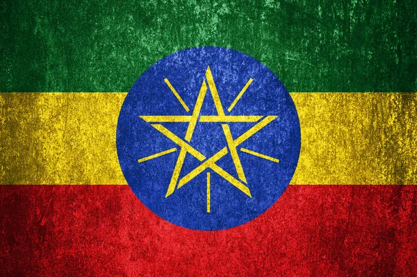 Κοντινό Πλάνο Της Σημαίας Της Αιθιοπίας Βρώμικη Σημαία Αιθιοπίας Μεταλλική Royalty Free Εικόνες Αρχείου