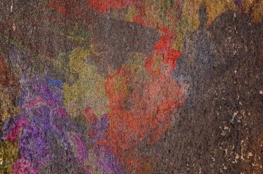 Metal bir yüzeyde kirli renk boyası. Grunge renk boyasının pankartı. 