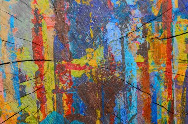 Renkli soyut tasarımları olan ahşap bir yüzey. Pankart için arkaplan, arkaplan