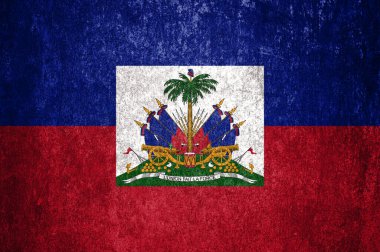 Metal bir yüzeyde Haiti bayrağı. Pis grunge Haiti bayrağı.  