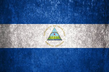 Metal bir yüzeyde Nikaragua bayrağı. Pis grunge Nikaragua bayrağı.  