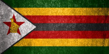 Zimbabwe Eyalet Bayrağı. Metal yüzeyde kirli Zimbabwe bayrağı. Metal doku 
