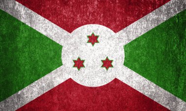 Burundi Eyalet Bayrağı. Metal yüzeyde kirli Burundi bayrağı. Metal doku 