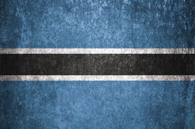Botswana Eyalet Bayrağı. Metal yüzeyde kirli Botswana bayrağı. Metal doku 