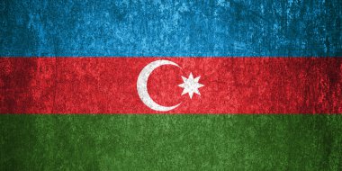 Azerbaycan Eyalet Bayrağı. Metal yüzeyde kirli Azerbaycan bayrağı. Metal doku 