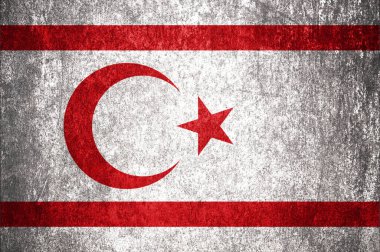 Kuzey Kıbrıs Türk Cumhuriyeti Bayrağı. Metal yüzeyde kirli Kuzey Kıbrıs bayrağı. Metal doku 