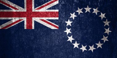 Cook Adaları Eyalet Bayrağı. Metal yüzeyde Dirty Cook Adaları bayrağı. Metal doku 