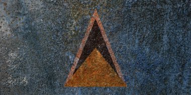 Metal bir yüzeyde Aziz Lucia bayrağı. Kirli grunge Saint Lucia bayrağı.  