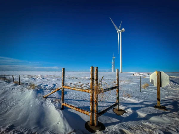 A wind farm of wind turbines near Limon, Colorado.