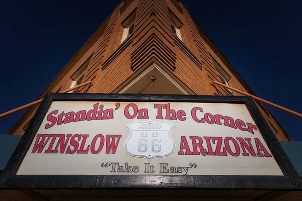 Edifício Canto Histórica Rota Winslow Arizona — Fotografia de Stock