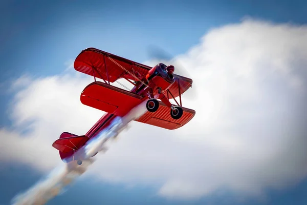 stock image Vicky Benzing performs at the 2023 Thunder and Lightning Over Arizona airshow in Tucson, Arizona.