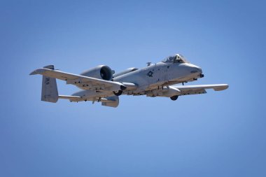 Arizona, Tucson 'daki 2023 Thunder ve Lightning Over Arizona hava gösterisinde havada bir A-10 Yaban domuzu var..