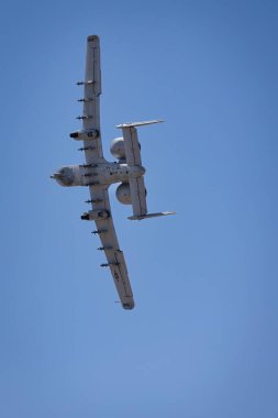 Arizona, Tucson 'daki 2023 Thunder ve Lightning Over Arizona hava gösterisinde havada bir A-10 Yaban domuzu var..