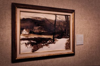 Manitowoc, Wisconsin 'deki Rahr-West Sanat Müzesi' nde sergilenen Andrew Wyeth 'in Arka Yolu (1917-2009) başlıklı manzara..