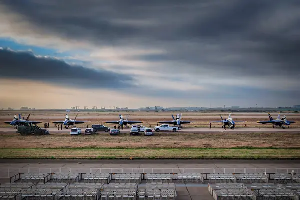 Aircrew Navy Blue Angels Hard Work Crowds Arrive America Airsho Stock Image