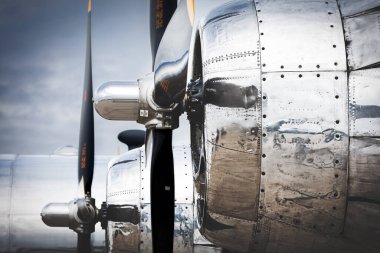 The engines of a B-29 Superfortress built in 1944, and named Doc, sits on the tarmac at America's Airshow in Miramar, California. clipart