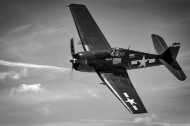 An F6F Hellcat performas at the 2024 Legacy of Liberty Airshow at Holloman Air Force Base near Alamogordo, New Mexico.