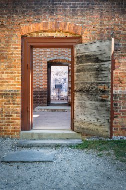 The public jail, where Blackbeards pirates were held after their 1718 capture until execution, in the historic district of Colonial Williamsburg, Virginia. clipart