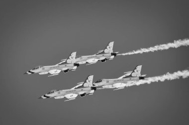 The US Air Force Thunderbirds perform at the 2024 Legacy of Liberty Airshow at Holloman Air Force Base near Alamogordo, New Mexico. clipart