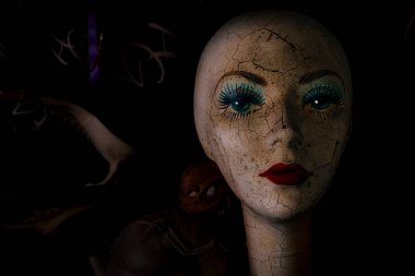 Chesapeake, Virginia 'da bir dükkandaki antika bir mankenin başı..