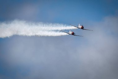 Savaş Kuşu Thunder, Virginia Beach, Virginia 'daki 2024 NAS Oceana Hava Gösterisinde SNJ' lerini uçuruyor..