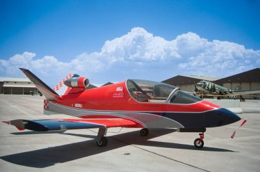 The microjet, flown by Torrey Ward, at the 2024 Legacy of Liberty Airshow at Holoman Air Force Base near Alamogordo, New Mexico.