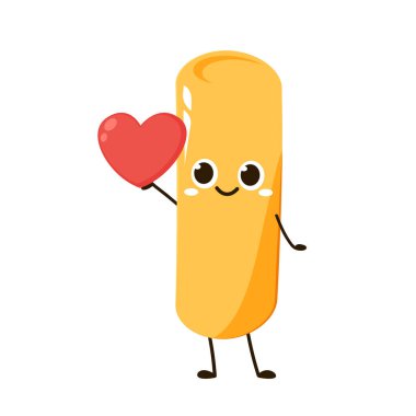 Tatlı Tteokbokki noodle çizgi filmi. Kore sokak yemeği. Basit vektör logosu sosisi. Tteokbokki Kore yemeğidir..