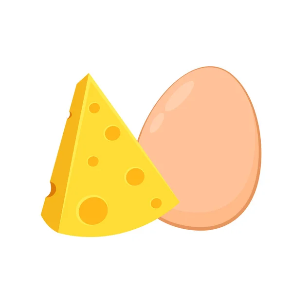 Τυρί Και Αυγό Κινούμενα Σχέδια Τυρί Και Αυγό Διάνυσμα Απομονώνονται — Διανυσματικό Αρχείο
