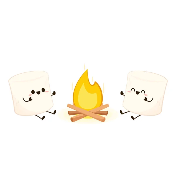 Marshmallow Character Wallpaper Free Space Text Logo Design Bonfire Vector — Stock Vector