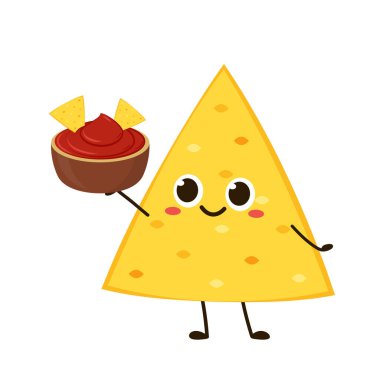 Nacho karakter tasarımı. Beyaz arkaplanda nachos.