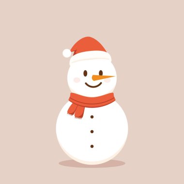 Kardan adam çizgi film vektörü. Kardan adam kış teması takar. İçerik, bayrak, etiket ve tebrik kartı için kışın ve noelin grafiksel kaynağı.