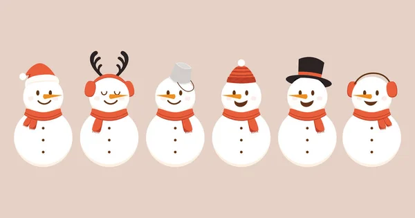 stock vector Snowman cartoon vector. Collection of snowman wear a winter theme. Graphic resource about winter and christmas for content , banner, sticker label and greeting card.