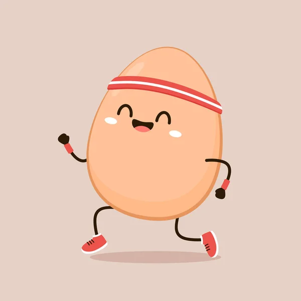 快乐可爱的蛋 矢量平面卡通人物插图图标 孤立于白色背景 可爱的Kawaii鸡蛋角色的概念 — 图库矢量图片