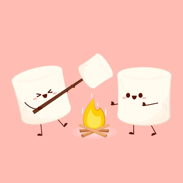 Marshmallow Character Wallpaper Free Space Text Logo Design Bonfire Vector — Stock vektor