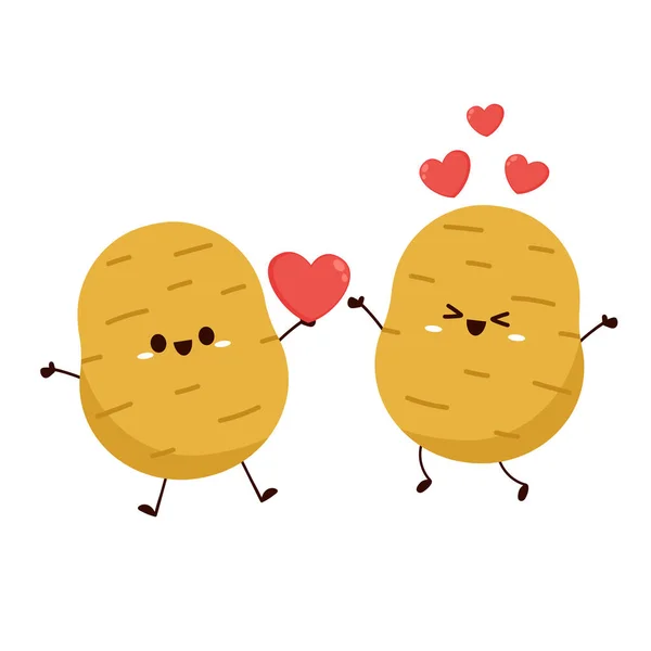 Kartoffelcharakteristik Kartoffelvektor Kartoffel Cartoon Auf Weißem Hintergrund Herzvektor — Stockvektor