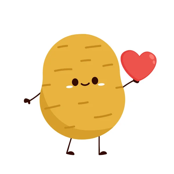 Aardappel Karakter Ontwerp Aardappelvector Aardappel Cartoon Witte Achtergrond Hartvector — Stockvector