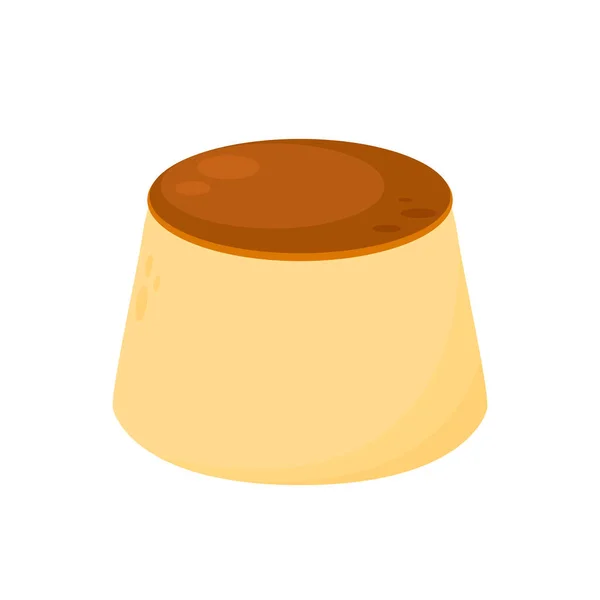 Pouding Crème Glacée Caramel Illustration Plate Dans Isolement Style Dessin — Image vectorielle