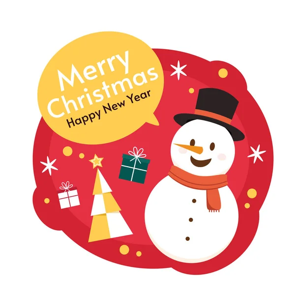 圣诞快乐 新年快乐 2023年贺卡与可爱的雪人 雪人卡通人物圣诞快乐海报 — 图库矢量图片