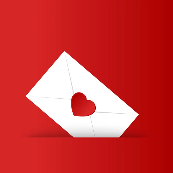矢量浪漫图标红色信封 信封里有一张有爱心的卡片 用平淡无奇的风格描绘情书 — 图库矢量图片