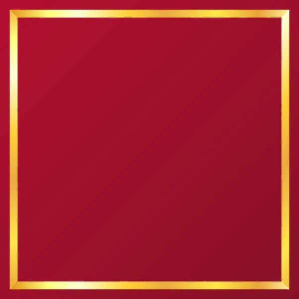 Золотий Вектор Рамки Золота Сяюча Вінтажна Рамка Ізольована Червоному Тлі — стоковий вектор