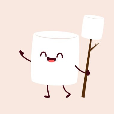 Marshmallow çizgi filmi. Şekerleme karakter tasarımı. Şekerleme vektörü.