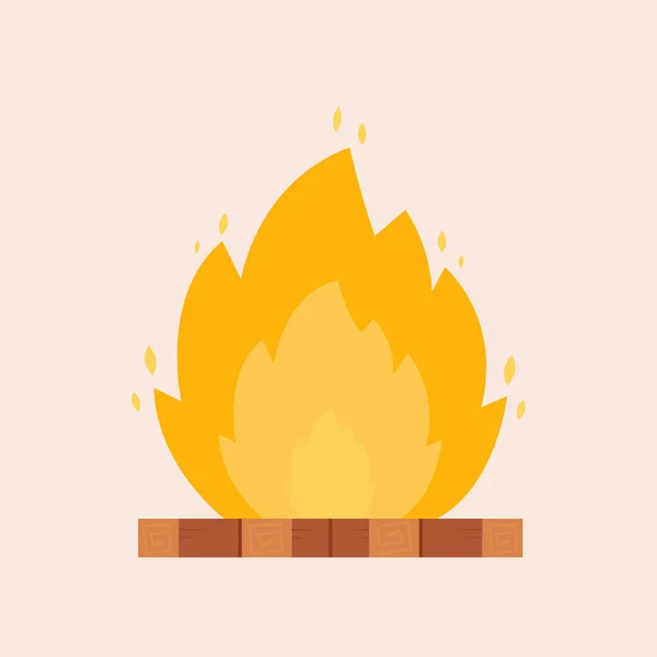 Camping Hot Bonfire Flat Ikon — Stock vektor