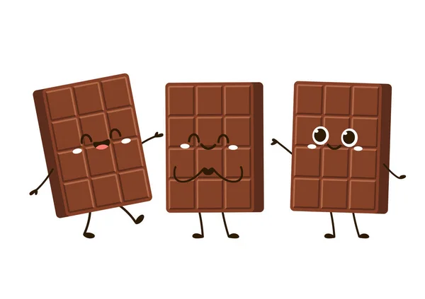 Netter Und Lustiger Schokoladenriegel Charakter Schokoladenmaskottchen — Stockvektor